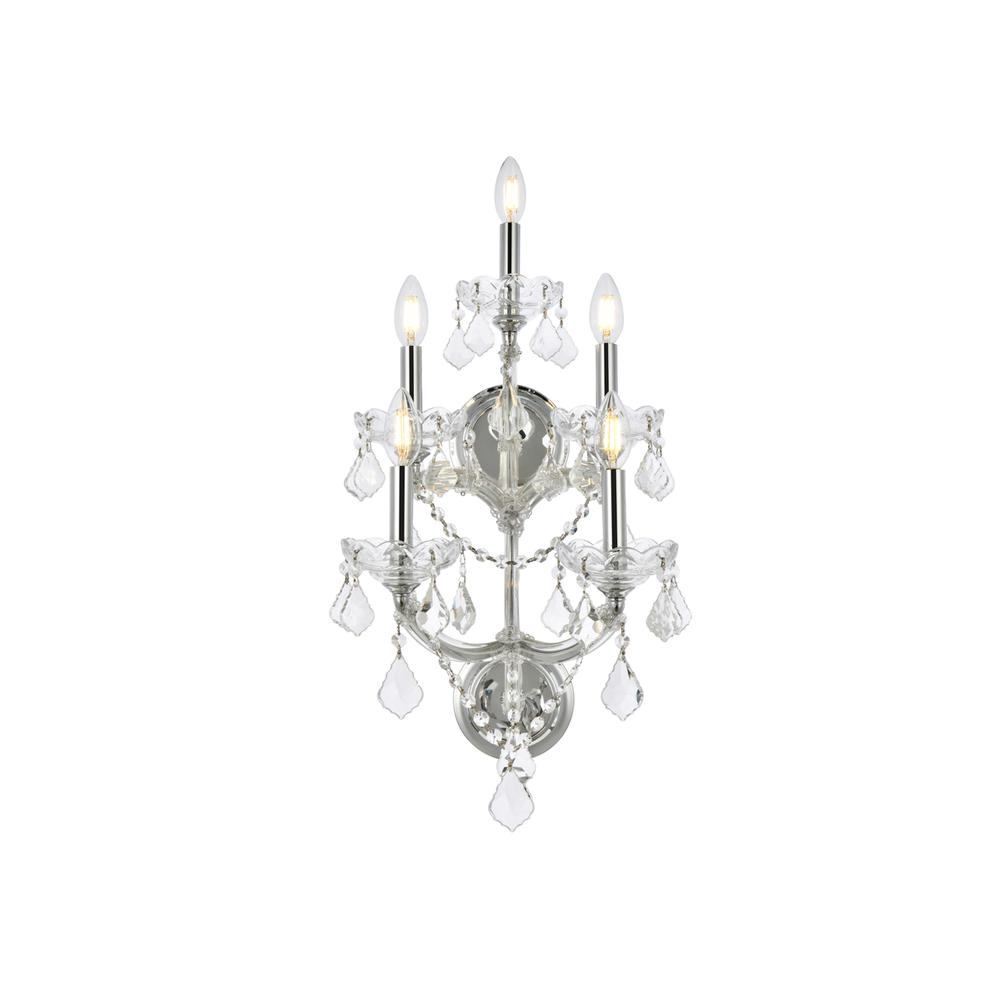 Maria Theresa 5 Light Chrome Wall Sconce Clear Royal Cut Crystal. Picture 1