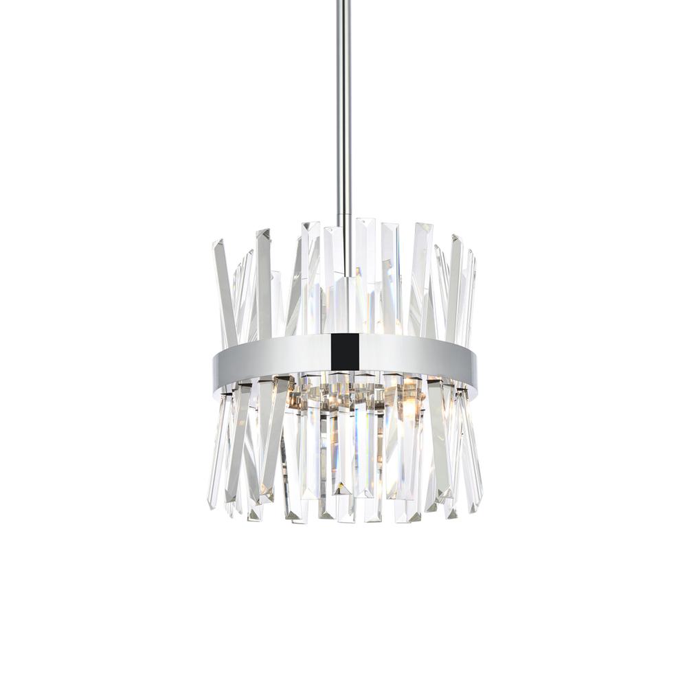 Serephina 12 Inch Crystal Round Pendant Light In Chrome. Picture 2