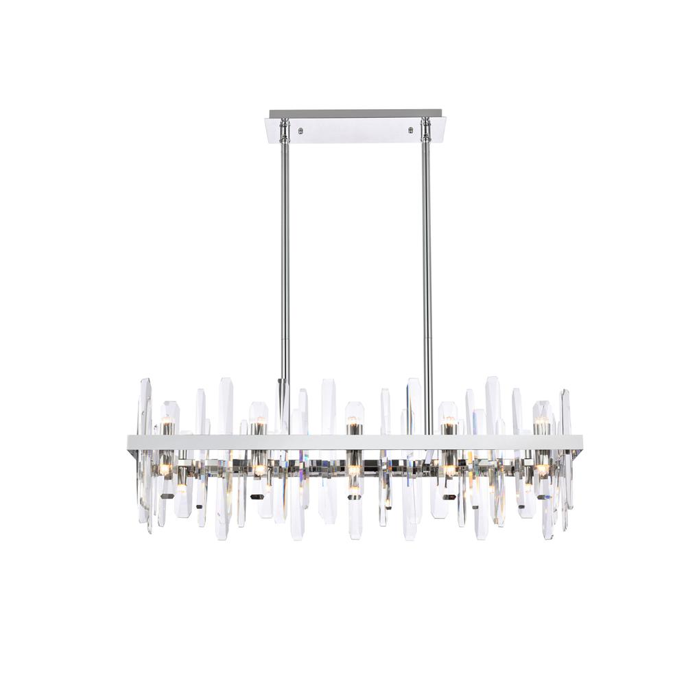 Serena 36 Inch Crystal Rectangle Chandelier In Chrome. Picture 1