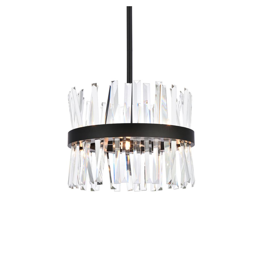 Serephina 16 Inch Crystal Round Pendant Light In Black. Picture 2