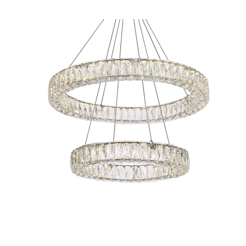 Monroe 28 Inch Led Double Ring Chandelier In Chrome. Picture 2