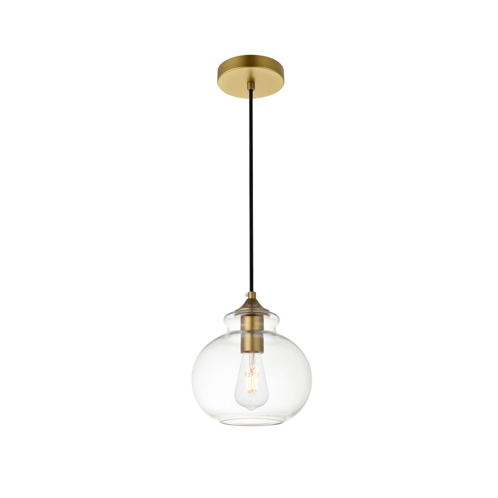 Destry 1 Light Brass Pendant With Clear Glass. Picture 2