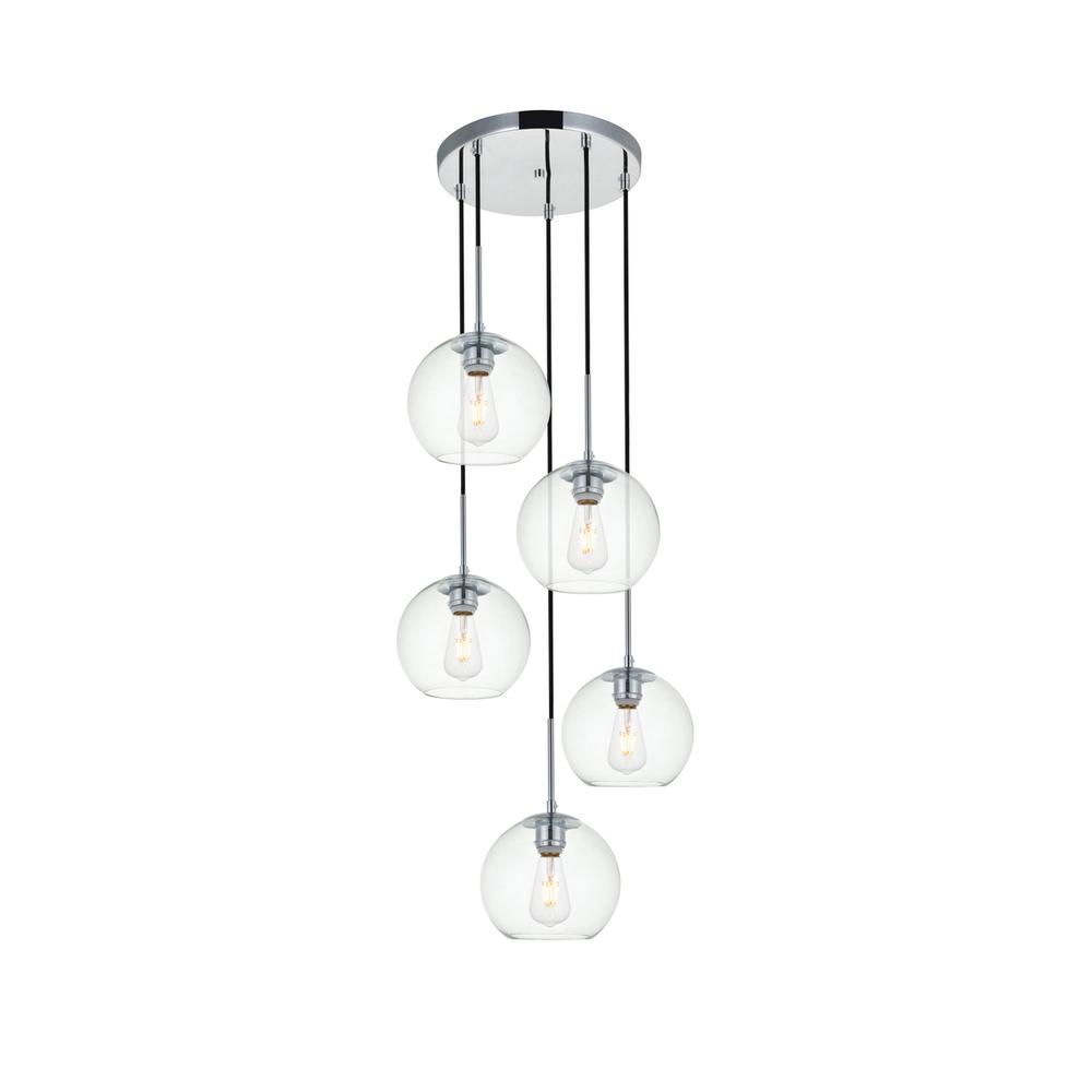 Baxter 5 Lights Chrome Pendant With Clear Glass. Picture 2