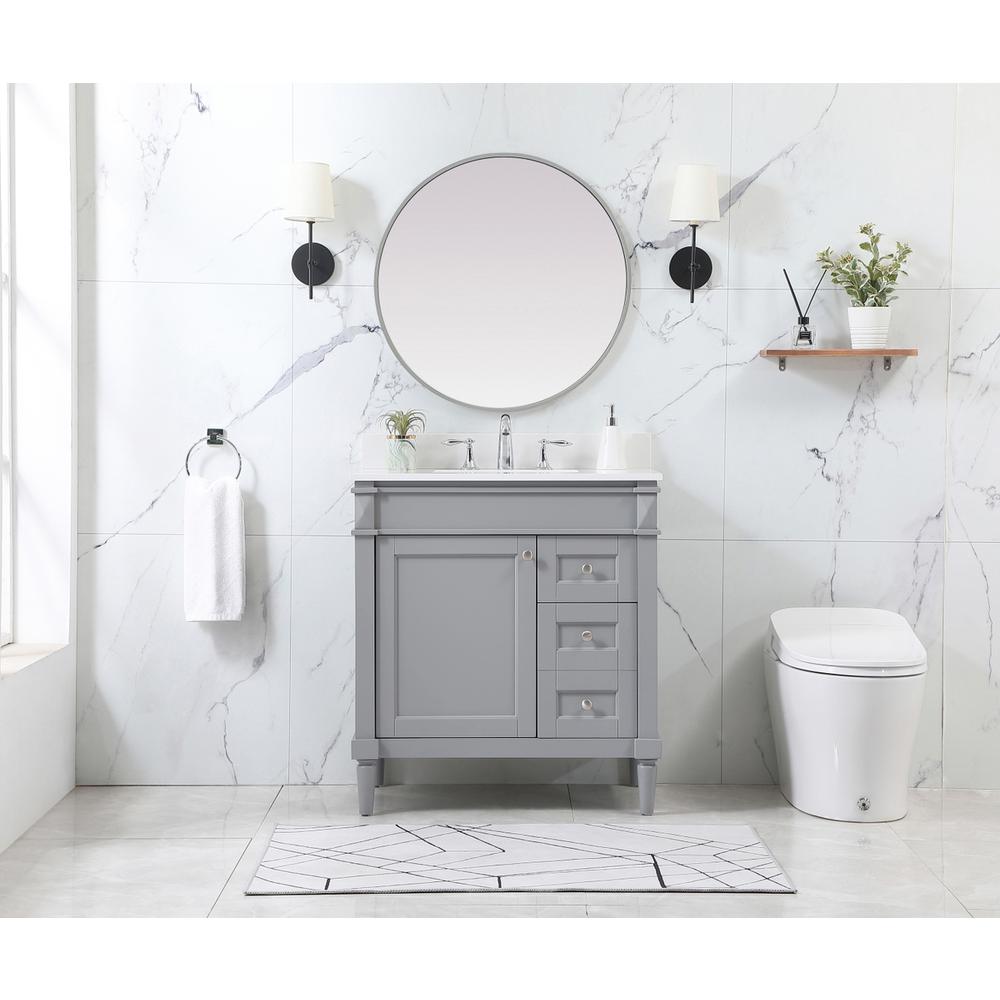 32 Inch Single Bathroom Vanity In Grey With Backsplash. Picture 4