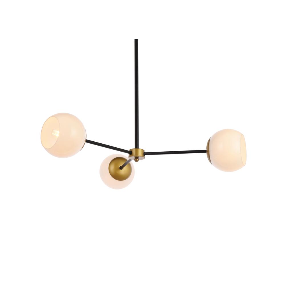 Briggs 32 Inch Pendant In Black And Brass With White Shade. Picture 2