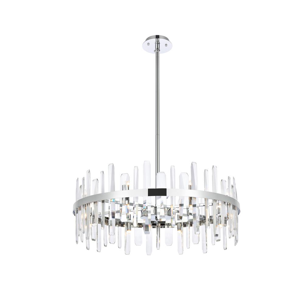 Serena 32 Inch Crystal Round Chandelier In Chrome. Picture 1
