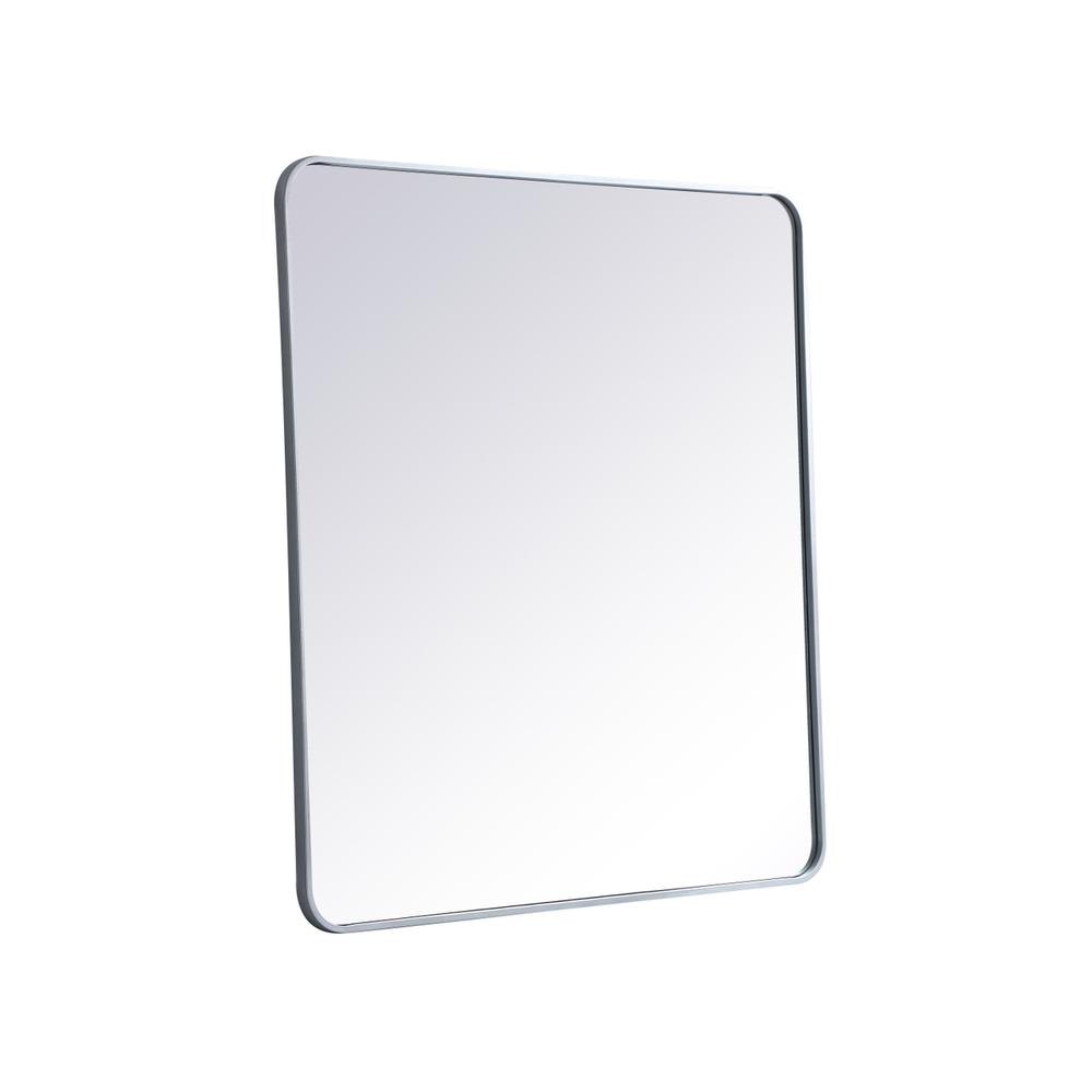 Soft Corner Metal Rectangular Mirror 36X40 Inch In Silver. Picture 7