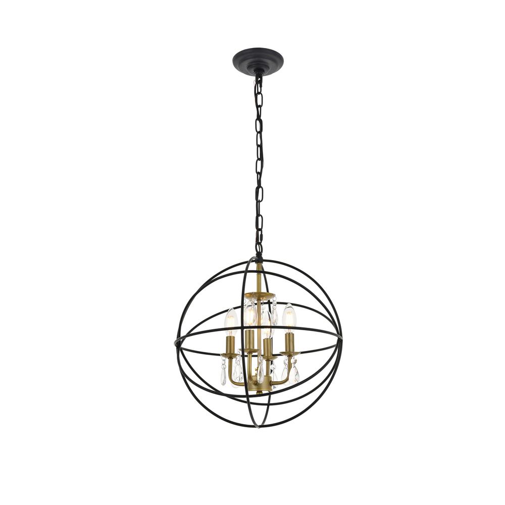 Wallace 4 Light Matte Black And Brass Pendant. Picture 3