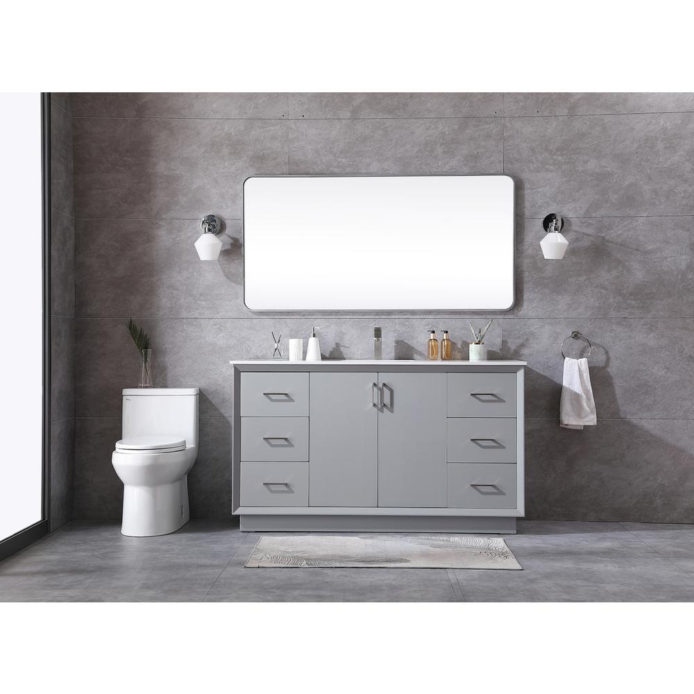 60 Inch Single Bathroom Vanity In Grey. Picture 4