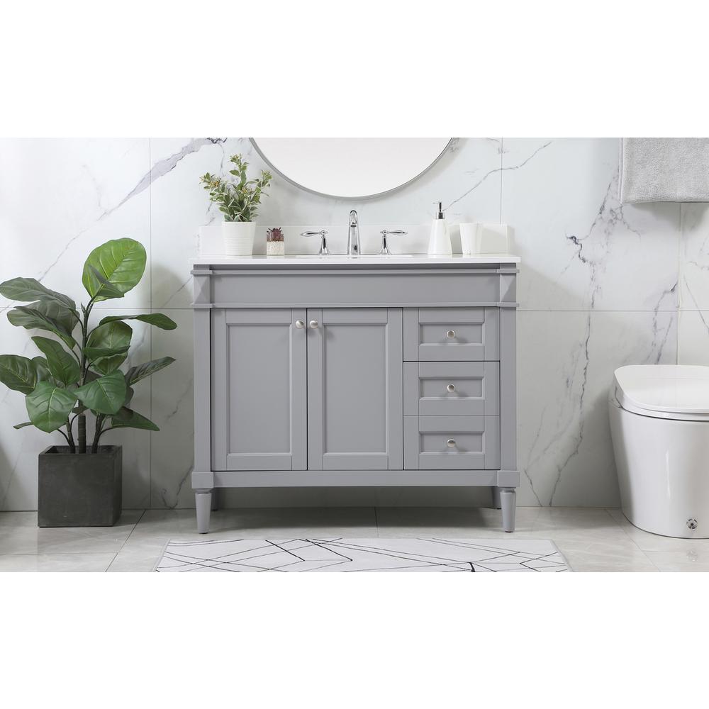 42 Inch Single Bathroom Vanity In Grey With Backsplash. Picture 14