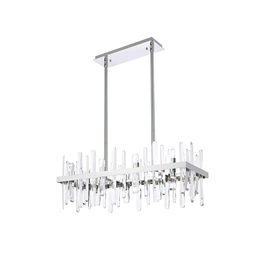 Serena 30 Inch Crystal Rectangle Chandelier In Chrome. Picture 6