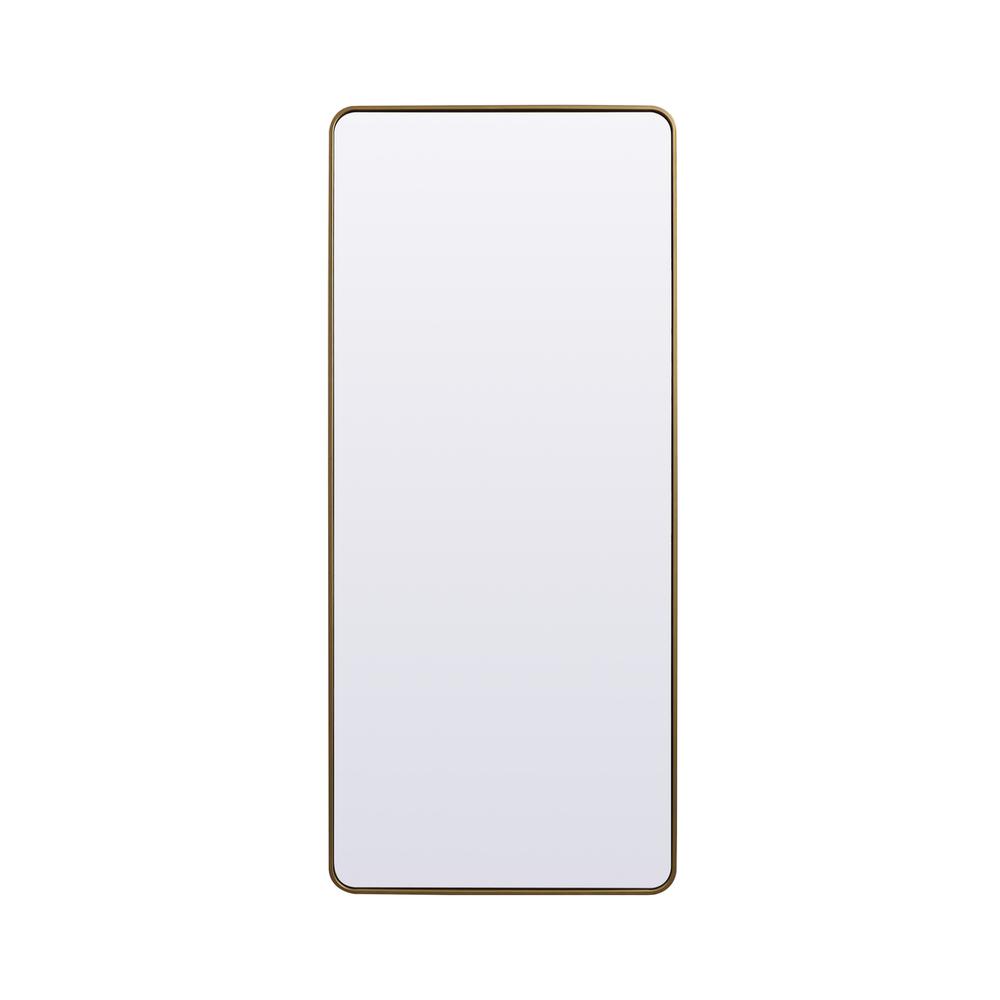 Soft Corner Metal Rectangle Full Length Mirror 32X72 Inch In Brass. Picture 1
