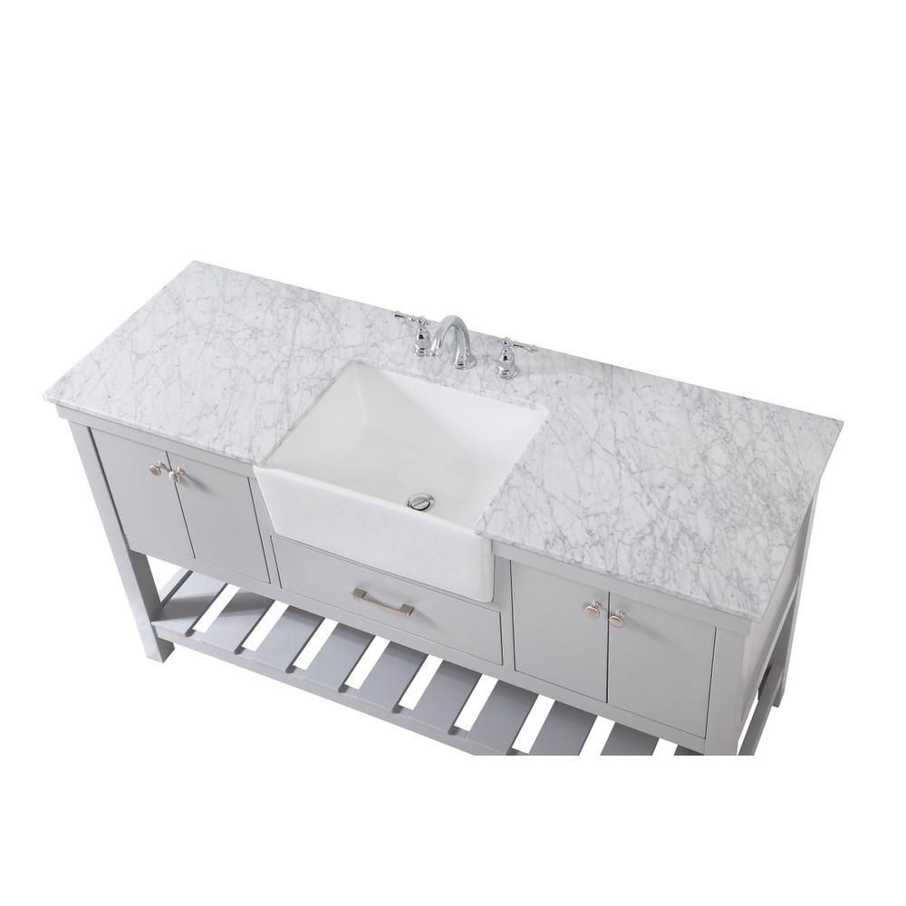 60 Inch Single Bathroom Vanity In Grey. Picture 10