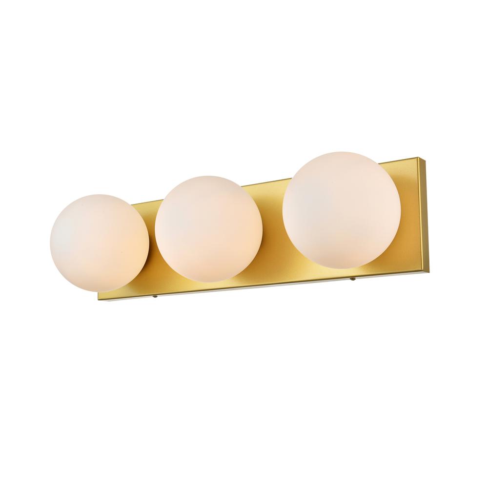 Jaylin 3 Light Brass And Frosted White Bath Sconce. Picture 2