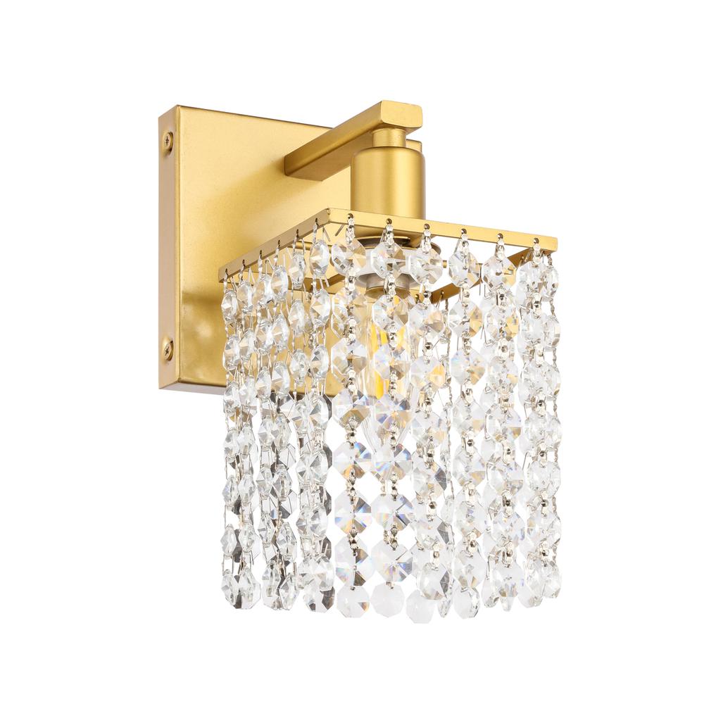Phineas 1 Light Brass And Clear Crystals Wall Sconce. Picture 4