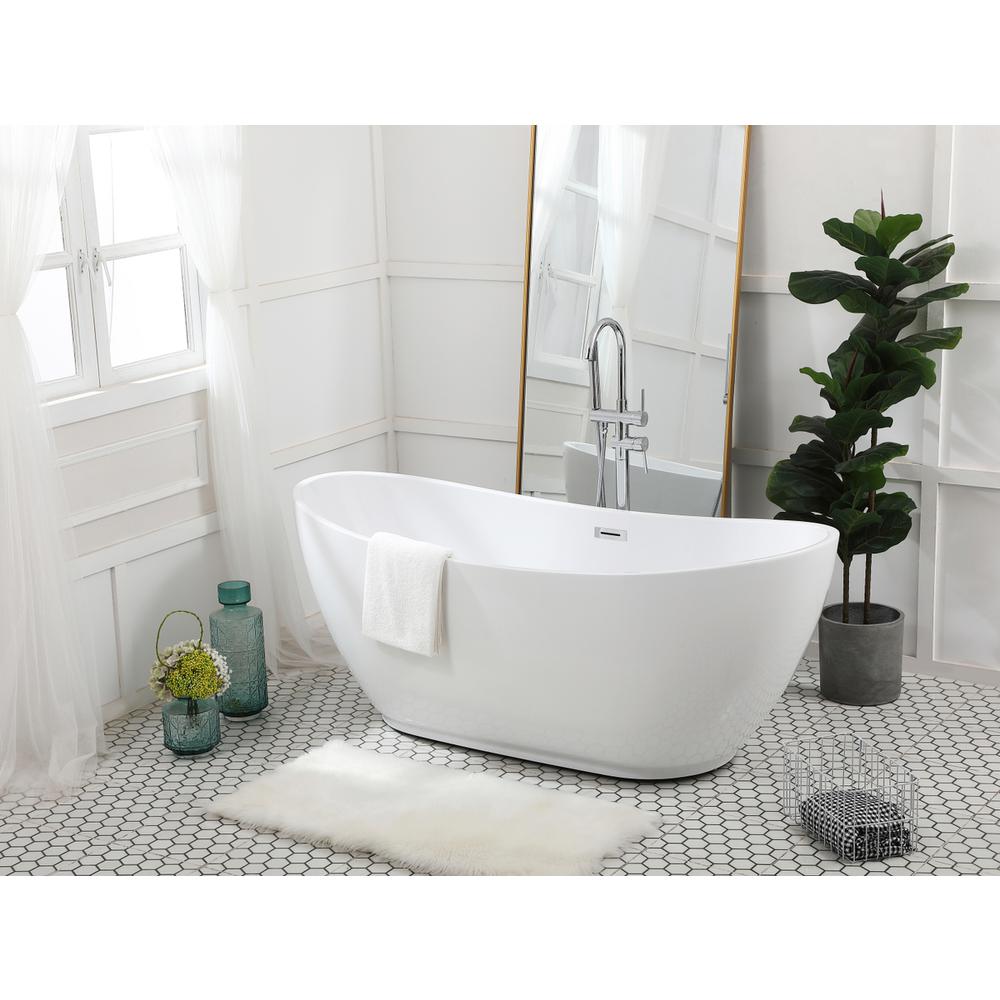 67 Inch Soaking Bathtub In Glossy White. Picture 3