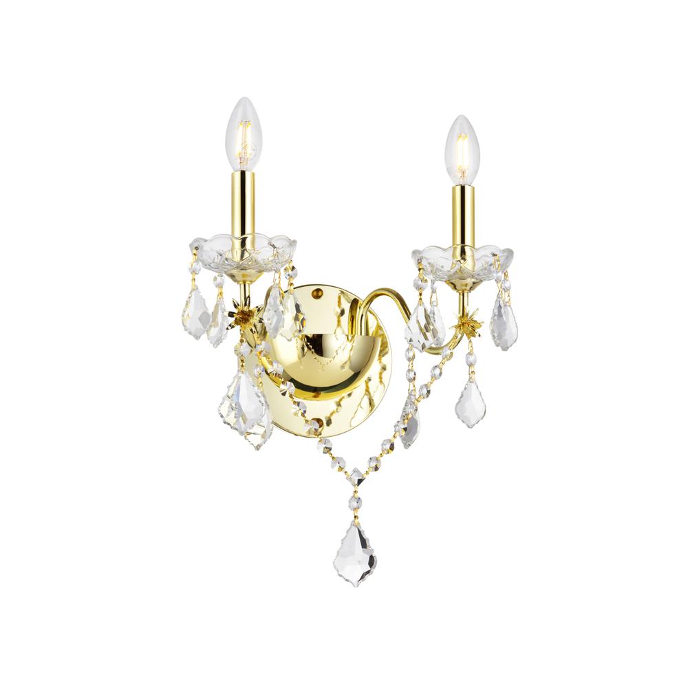 St. Francis 2 Light Gold Wall Sconce Clear Royal Cut Crystal. Picture 5