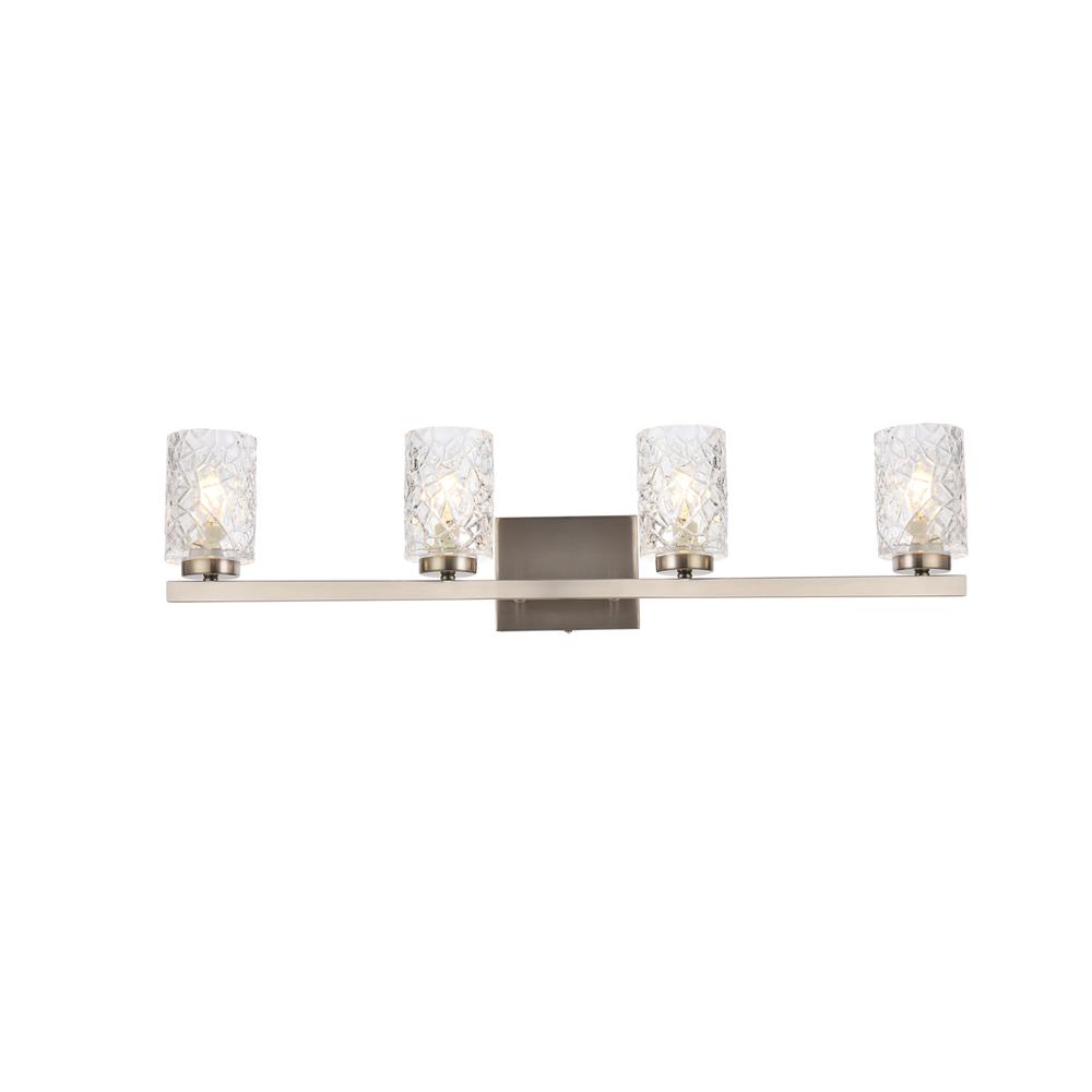 Cassie 4 Lights Bath Sconce In Satin Nickel With Clear Shade. Picture 1