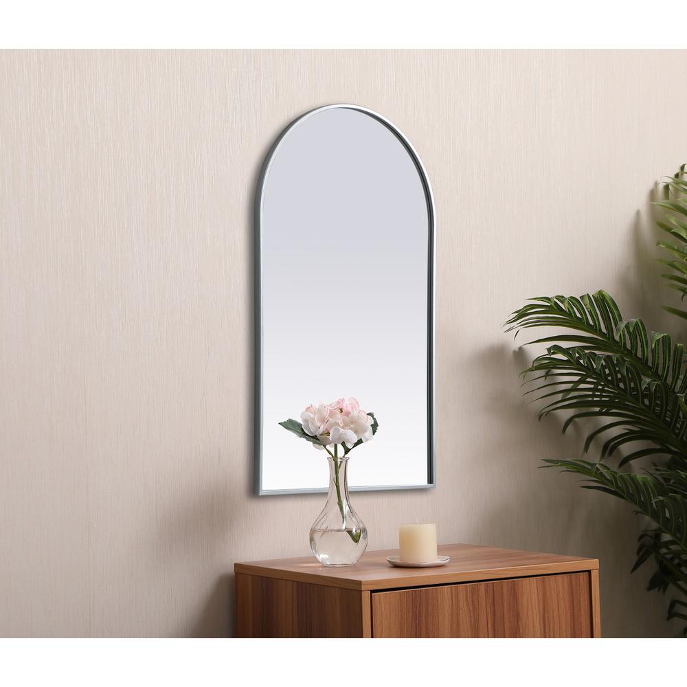 Metal Frame Arch Mirror 24X40 Inch In Silver. Picture 4