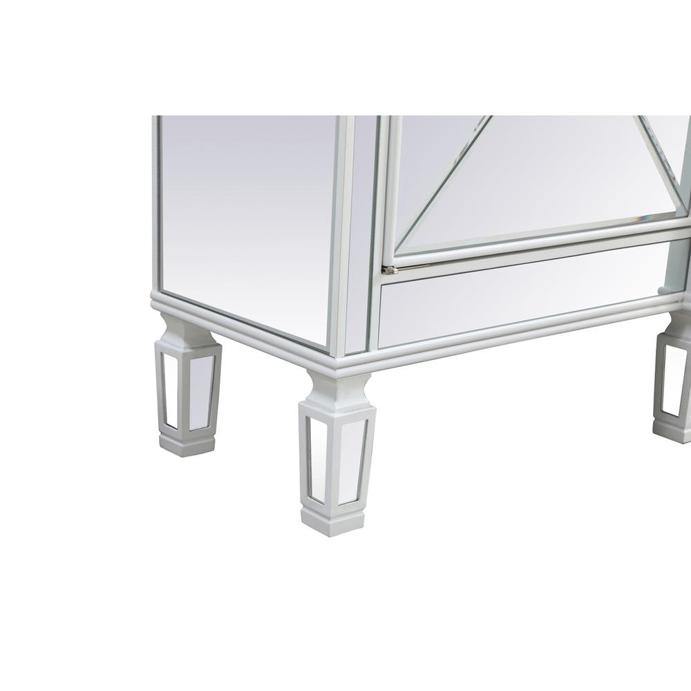 Contempo 72 In. Mirrored Credenza With Crystal Fireplace In Antique White. Picture 7
