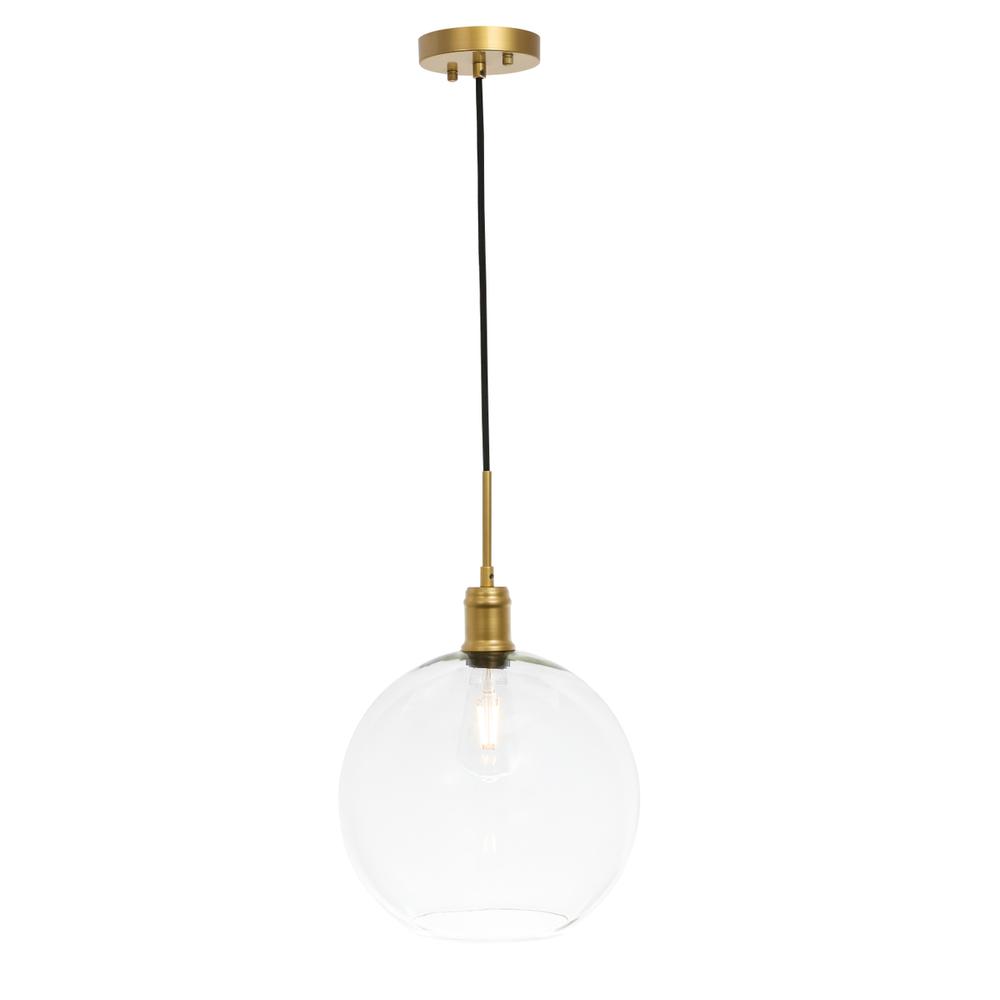 Emett 1 Light Brass And Clear Glass Pendant. Picture 1