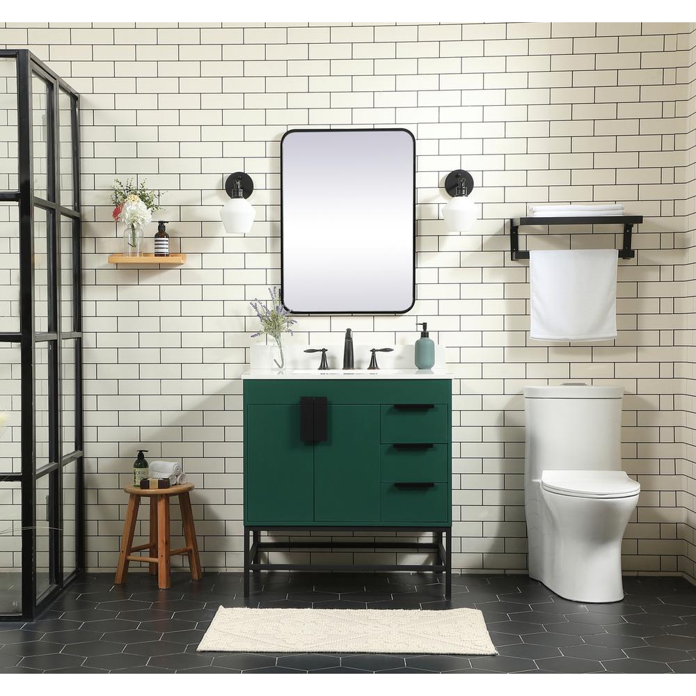 32 Inch Single Bathroom Vanity In Green With Backsplash. Picture 4