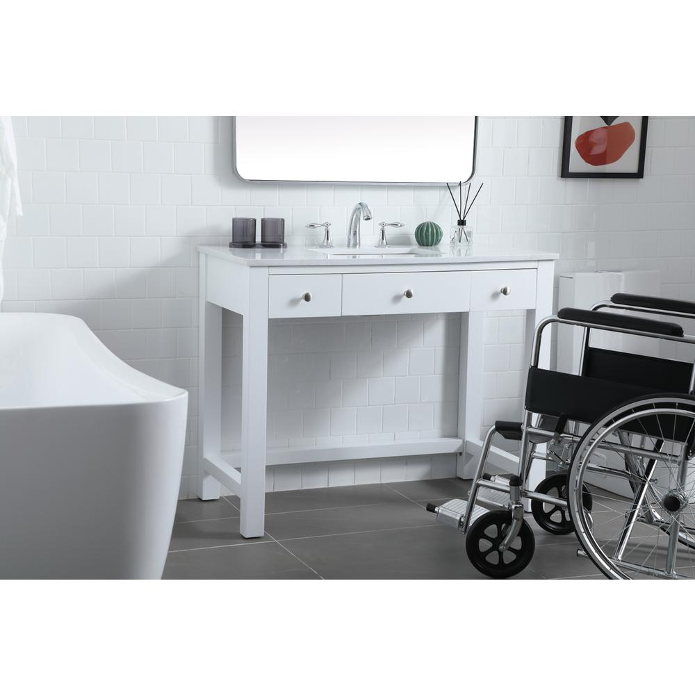 42 Inch Ada Compliant Bathroom Vanity In White. Picture 2