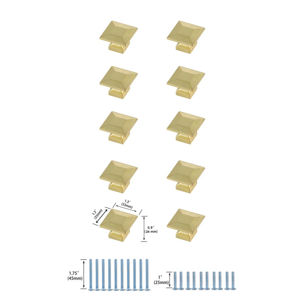 Cecil 1.3" Brushed Gold Square Knob Multipack (Set Of 10). Picture 5