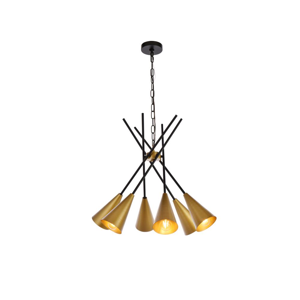 Casen 32 Inch Pendant In Black And Brass. Picture 1