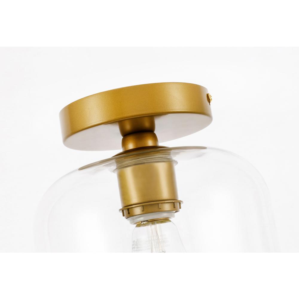 Collier 1 Light Brass And Clear Glass Flush Mount. Picture 12