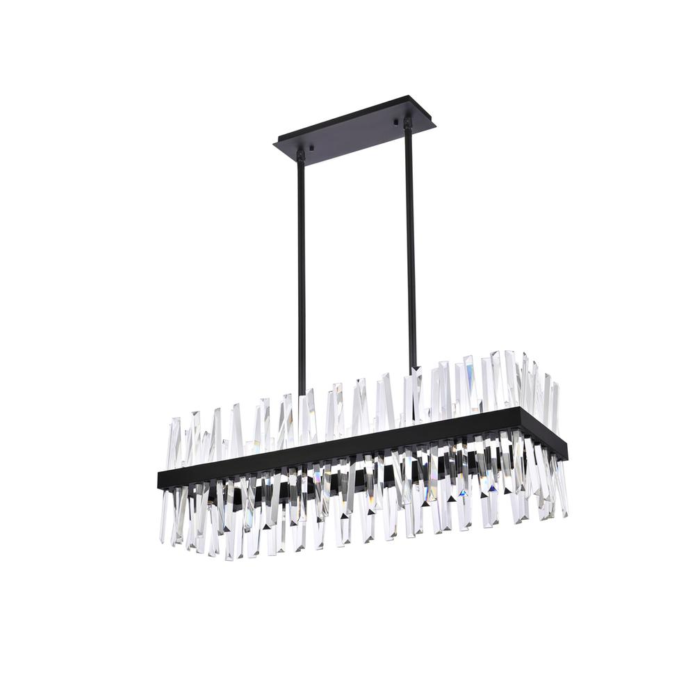 Serephina 36 Inch Crystal Rectangle Chandelier Light In Black. Picture 6