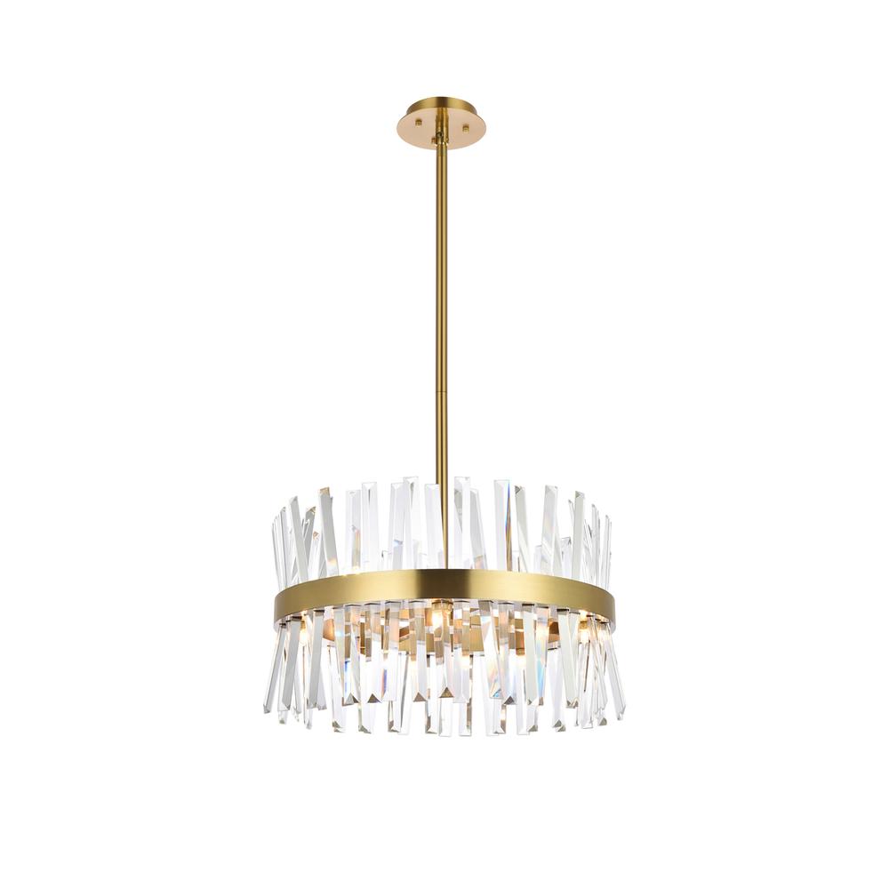 Serephina 20 Inch Crystal Round Pendant Light In Satin Gold. Picture 1