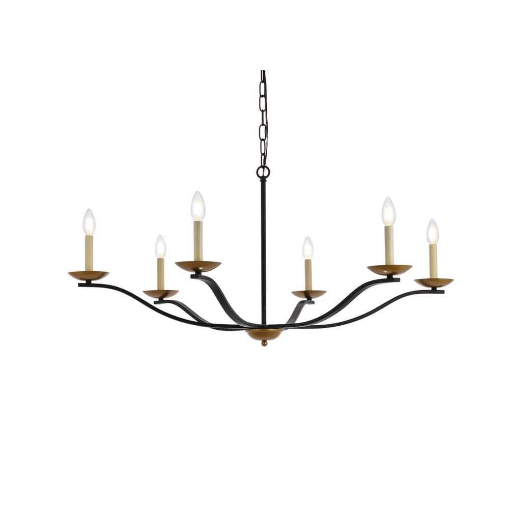 Trey 42 Inch Pendant In Black And Brass. Picture 2