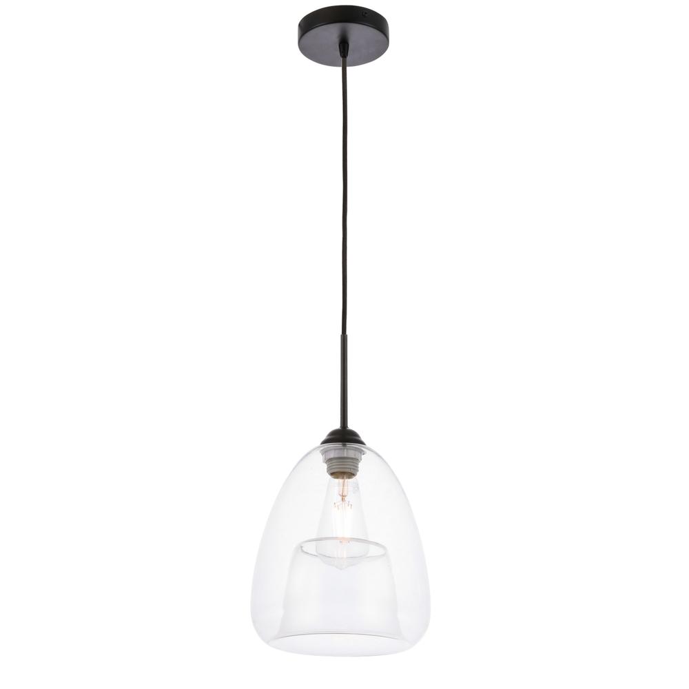 Kason 1 Light Black And Clear Glass Pendant. Picture 3