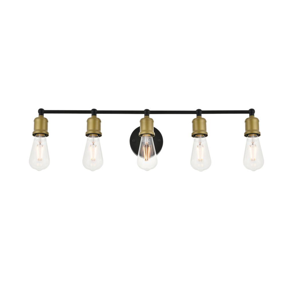Serif 5 Light Brass And Black Wall Sconce. Picture 6