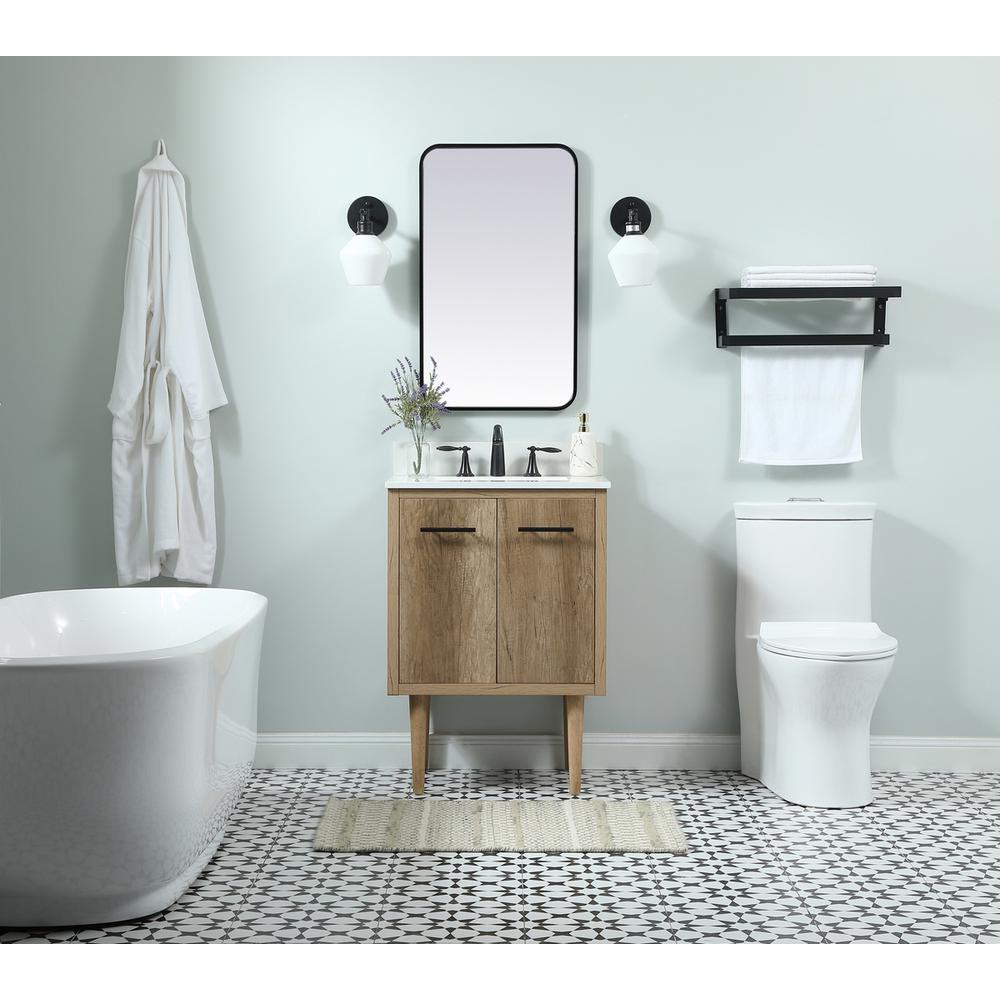 24 Inch Single Bathroom Vanity In Natural Oak With Backsplash. Picture 4