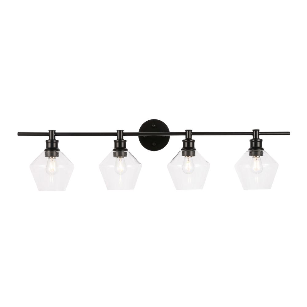 Gene 4 Light Black And Clear Glass Wall Sconce. Picture 9