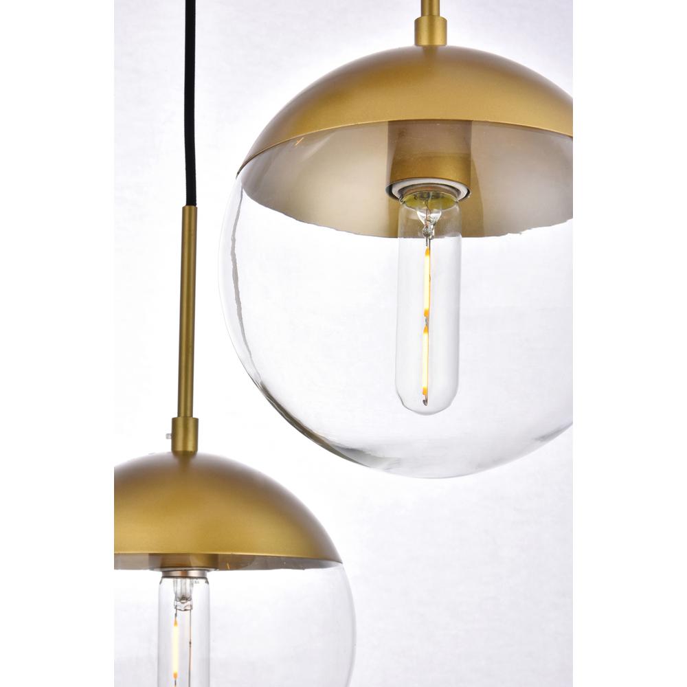 Eclipse 3 Lights Brass Pendant With Clear Glass. Picture 5