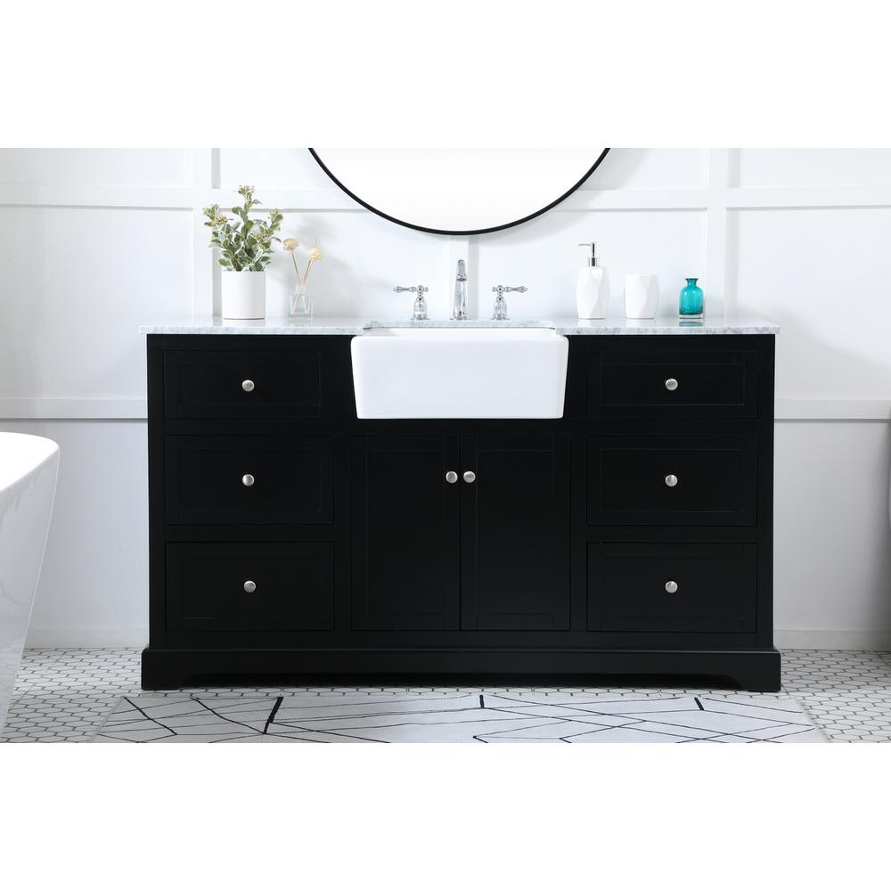 60 Inch Single Bathroom Vanity In Black. Picture 14