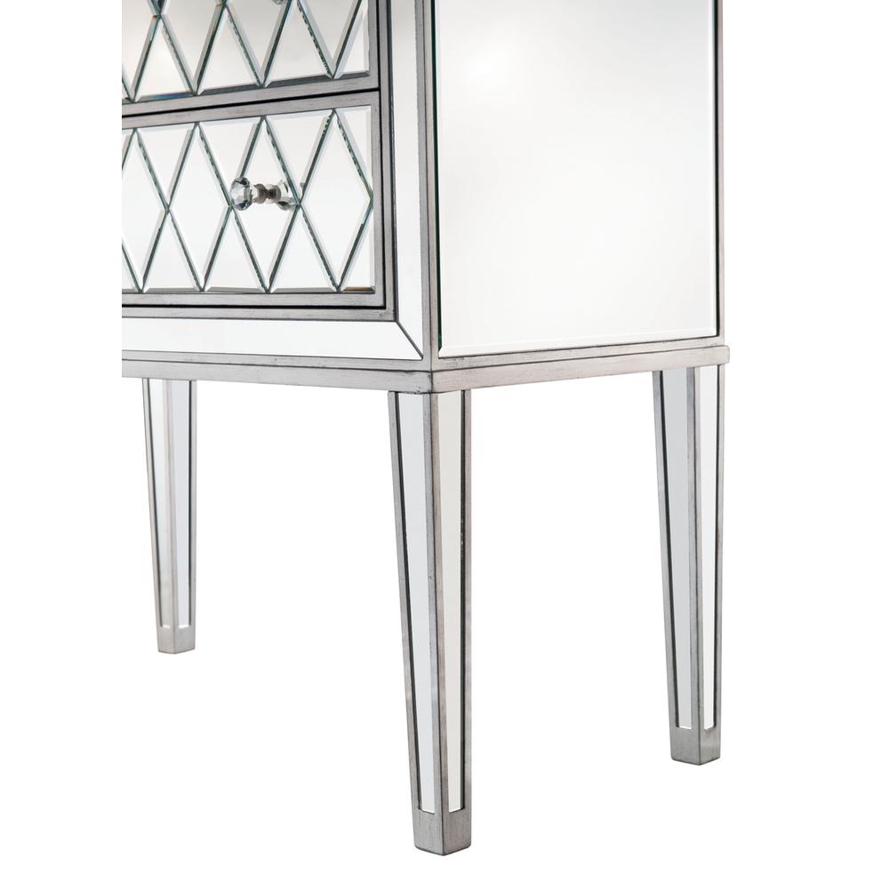 Nightstand 2 Drawers 34In. W X 16In. D X 34In. H In Antique Silver Paint. Picture 6