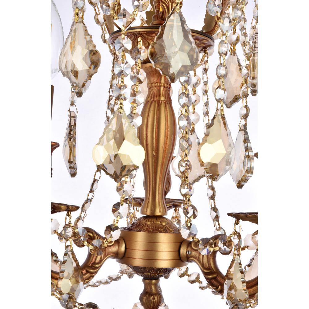 Rosalia 3 Light French Gold Pendant Golden Teak (Smoky) Royal Cut Crystal. Picture 4