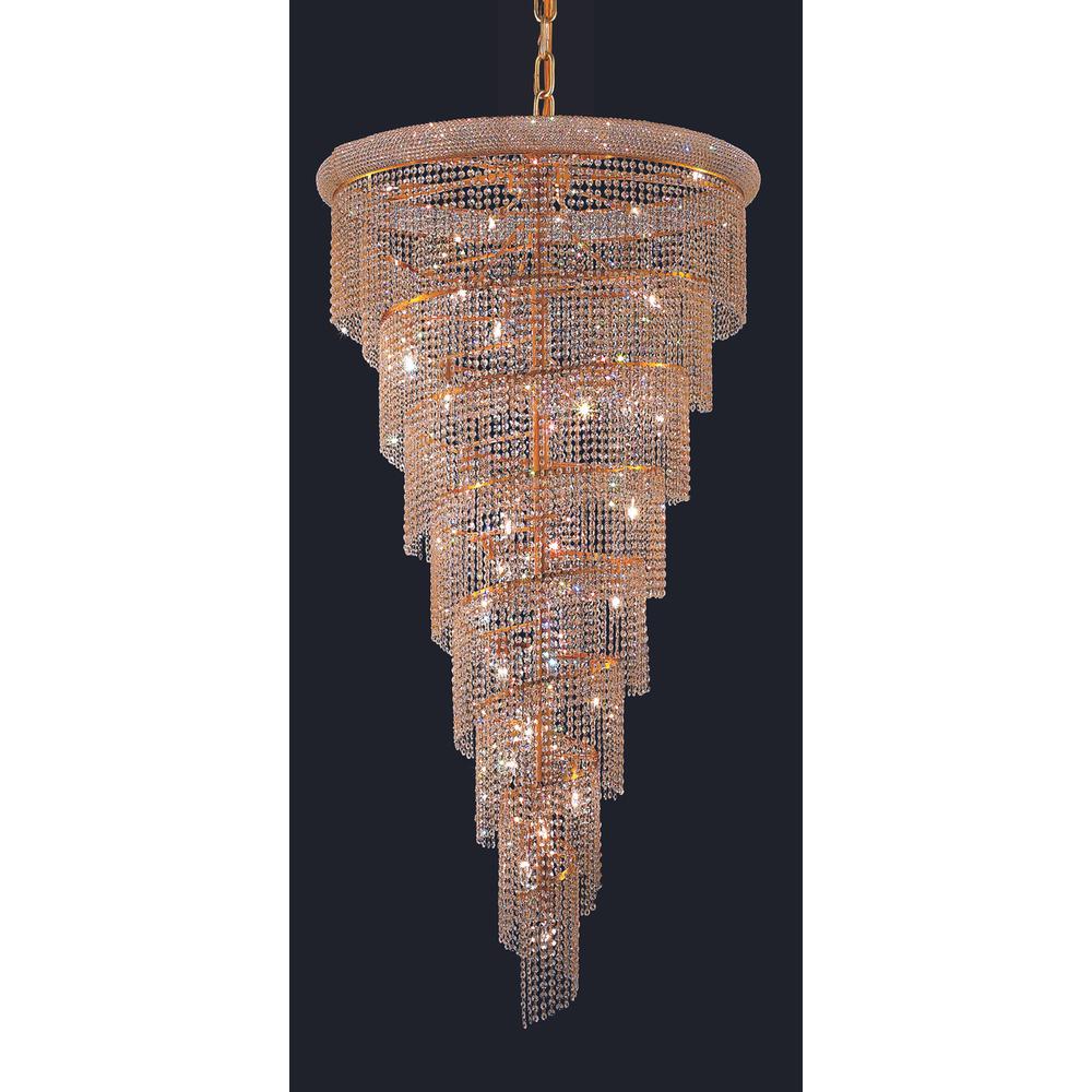 Spiral 26 Light Gold Chandelier Clear Royal Cut Crystal. Picture 1
