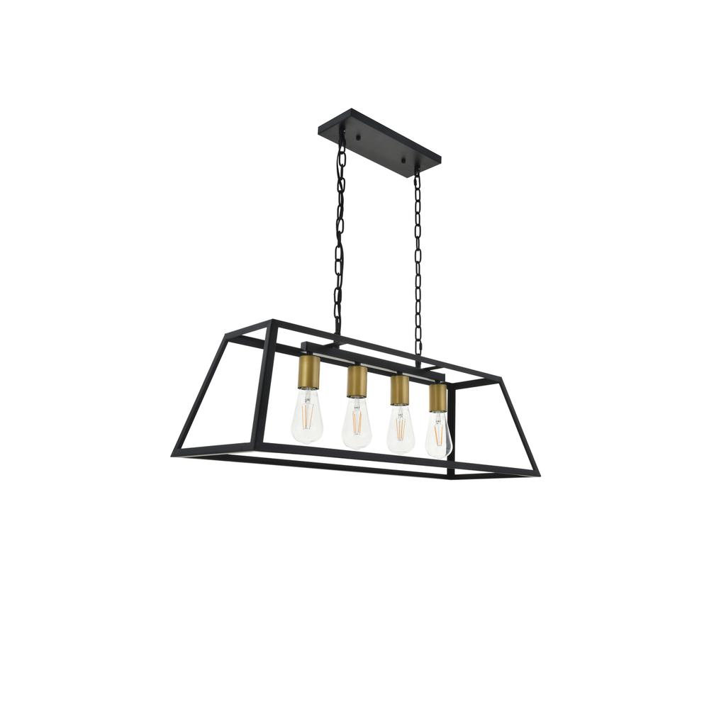 Resolute 4 Light Brass And Black Pendant. Picture 7