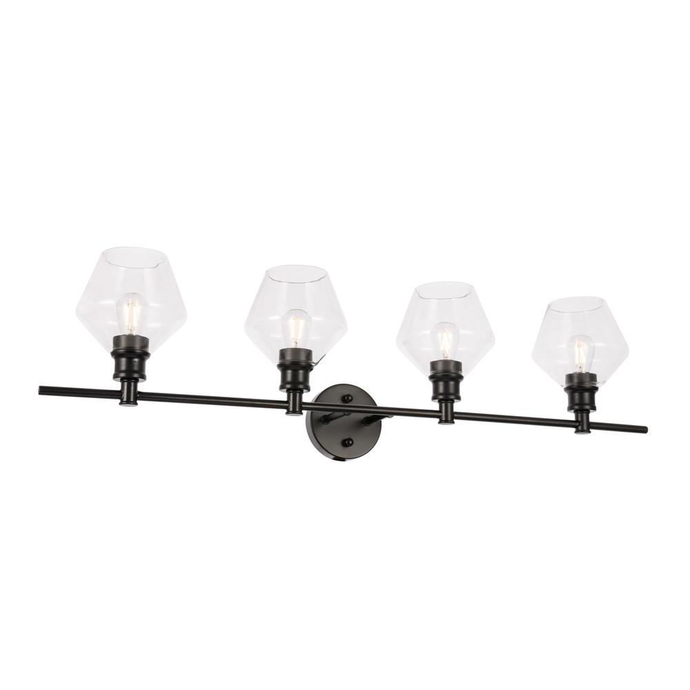Gene 4 Light Black And Clear Glass Wall Sconce. Picture 3