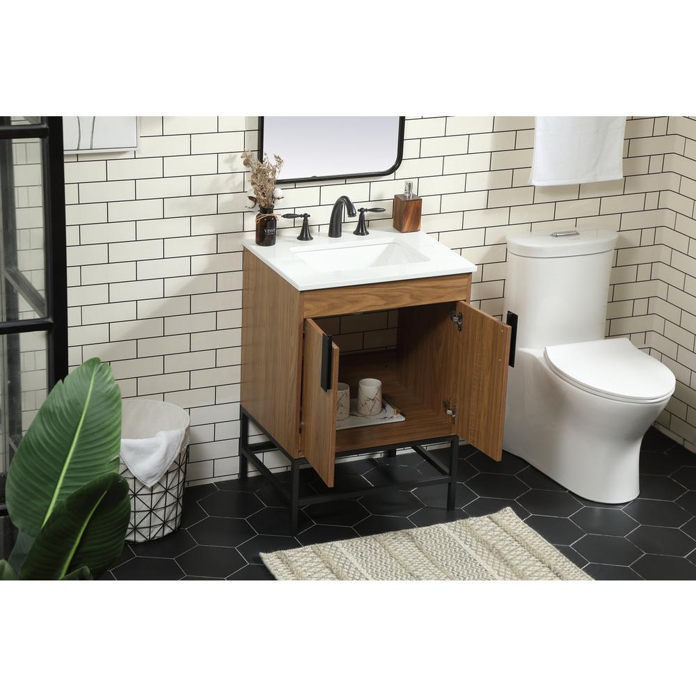 24 Inch Single Bathroom Vanity In Walnut Brown. Picture 3