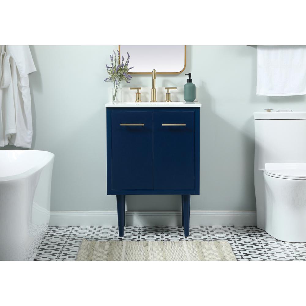 24 Inch Single Bathroom Vanity In Blue With Backsplash. Picture 14