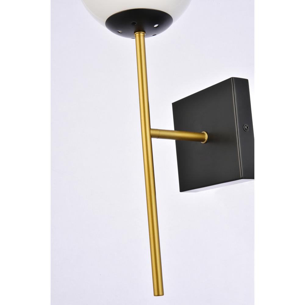 Neri 1 Light Black And Brass And White Glass Wall Sconce. Picture 5