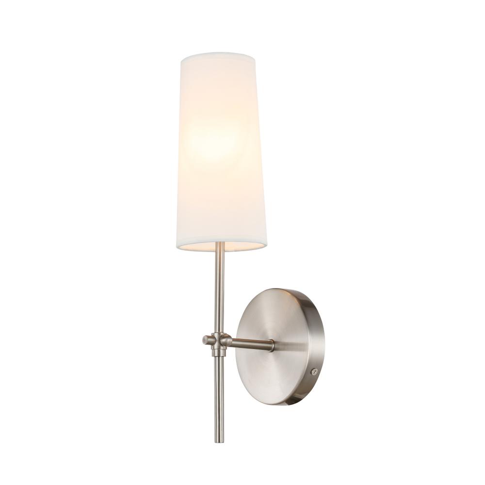 Mel 1 Light Burnished Nickel And White Shade Wall Sconce. Picture 6