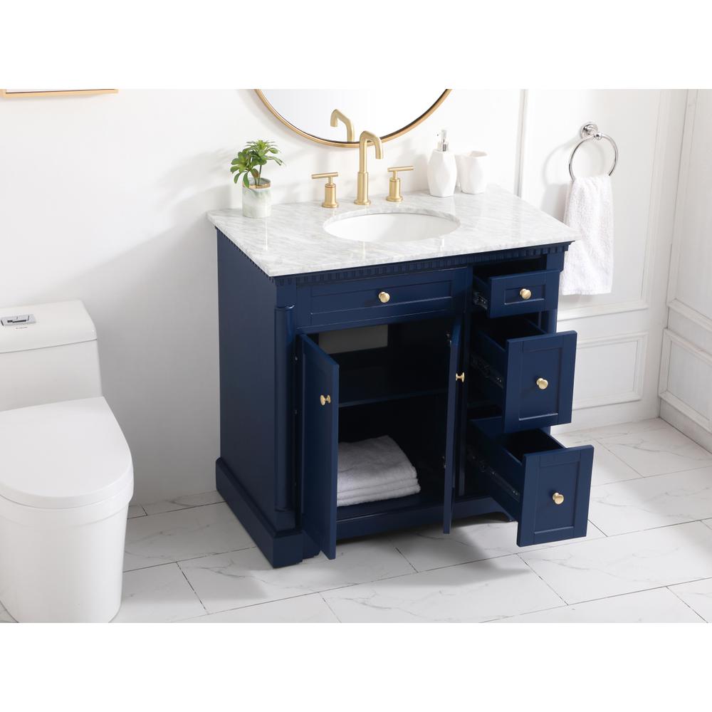 36 Inch Single Bathroom Vanity In  Blue. Picture 3