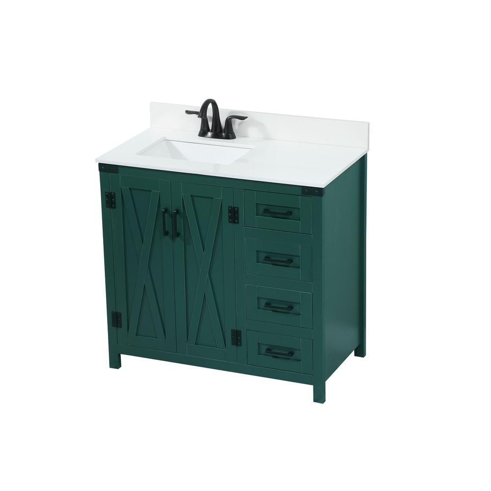 36 Inch Single Bathroom Vanity In Green With Backsplash. Picture 8